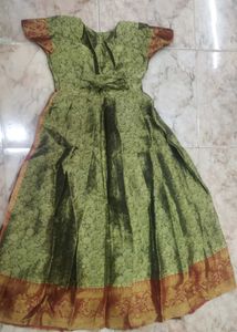 Green &amp; Gold Anarkali Dress