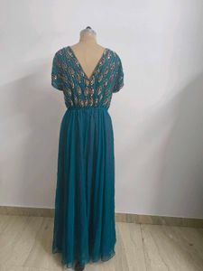 Teal Embellished Maxi Dress