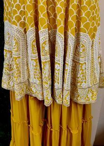 Yellow Embroidered Ruffle Dress