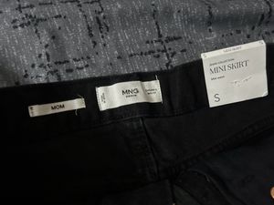 Mango Black denim Mini Skirt- New With Tag-Waist28