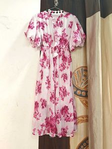 Flower Print White Maxi Dress