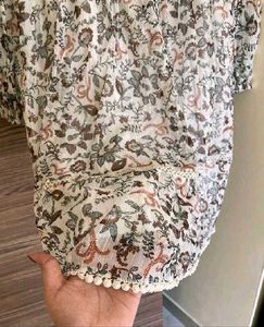 Floral Printed Tie-Up Neck Fit &amp; Flare Dress