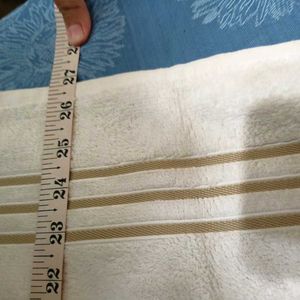 White Bath Towel With Beige Stripes