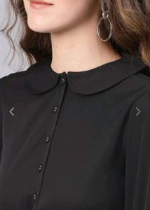 Black Accordian Pleated A-Line Dress