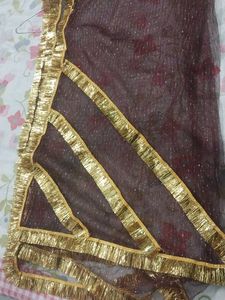 Gorgeous Mehroon Rajisthsni Posak Net Dupatta
