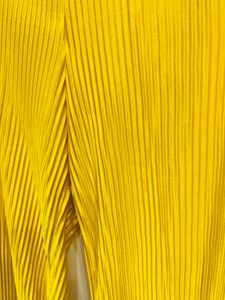 plus size yellow silk pleated cord set