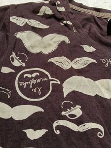 Novelty Mustache Print Tee