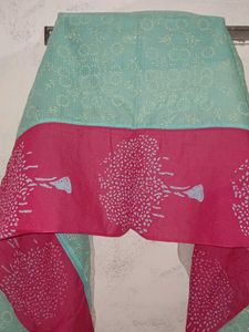 Pink and Blue Cotton Dupatta