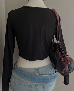 Black Square Neck Top