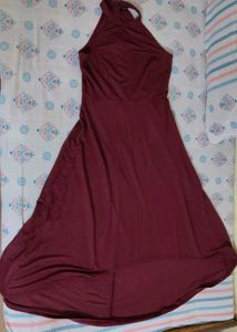 Burgundy Halter Neck Dress