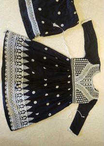 Black Embroidered Anarkali Suit