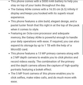 Samsung Galaxy A04e Smartphone