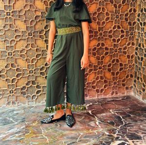 Olive Colour Jump Suit For Beautiful Girl