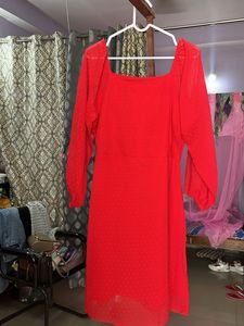 Red Long Sleeve Mini Dress