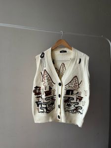 Embroidered Spring  Creamish White VEST