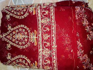 Bridal Saree With Heavy Golden Embroidery