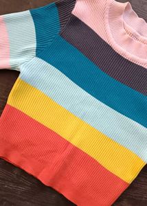 Rainbow Striped Knit Top