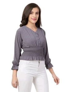 Gray Polka Dot Top