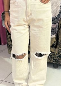 Beige Straight Fit Jeans