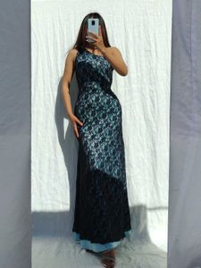 Lace One-Shoulder Maxi Dress