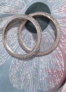 Sparkling Silver Bangles (Set of 2)