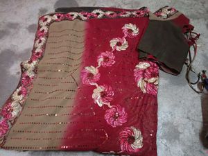 Bollywood Georgette Sequence Embroidery Work Saree