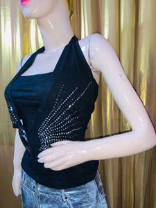 Stylish Black Halter Top