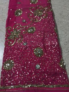 Pink Embellished Saree