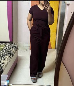 Pintrest Burgundy Jumpsuit with pockets