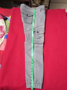 Gray Cargo Pants With waist chain