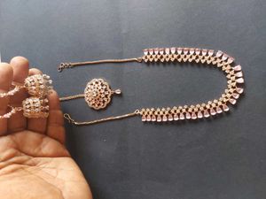 AD Fancy Necklace With Earring Mangtkka Set