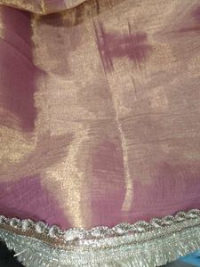 Tissue Golden Pink Saree With Beautiful Jari Lace