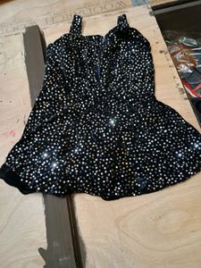 New Black Peplum Short Kurti With Shimmer Plazo