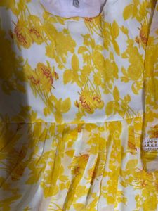 Beautiful yellow printed, Anarkali dress