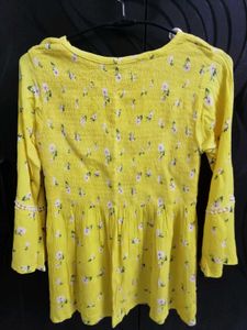 Sunshine Yellow Floral Smocked Peplum Top