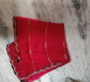 Red Dupatta with Embellishments