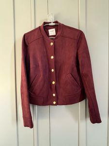 Burgundy  Suede Bomber Jacket