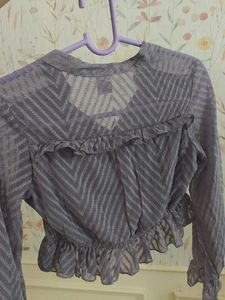 Athena Ruffled Lavender Crop Top