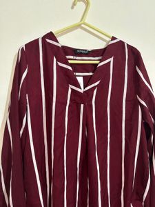 Striped V-Neck Long Sleeve Top
