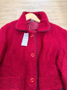 Korean Dark Red Herringbone Coat