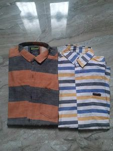 Stripped Branded Shirt Combo Size XL M SET