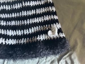 White Black Cat Ear Beanie