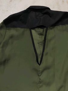 Olive Green Button-Down Top