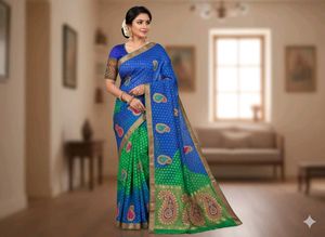 Elegant Blue & Green Saree