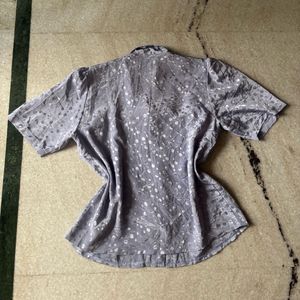 Vintage Lavender Polka Dot Button-Up