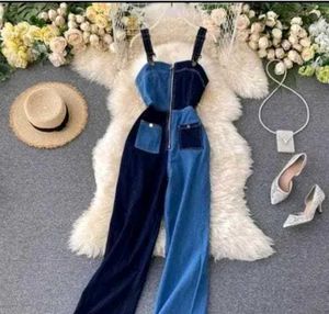 Two-Tone Denim Jumpsuit