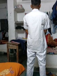 best white pant&amp;shirt combo for students Mens