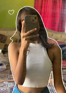 White Ribbed Tank Top