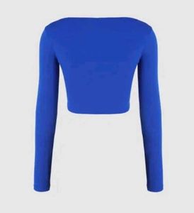 Blue Long Sleeve Crop Top