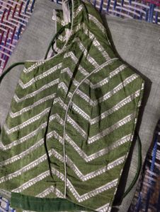 Green saree &amp;  Chevron Pattern Blouse